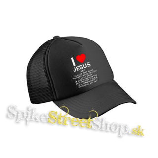 LIL NAS X - I Love Jesus - čierna sieťkovaná šiltovka model "Trucker Cap"