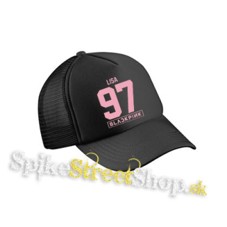 LISA 97 - BLACKPINK - Pink Number Years - čierna sieťkovaná šiltovka model "Trucker Cap"