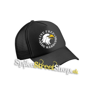 LIVE FREE RIDE HARDCORE EAGLE - čierna sieťkovaná šiltovka model "Trucker Cap"