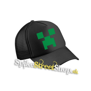 MINECRAFT - Green Creeper - čierna sieťkovaná šiltovka model "Trucker Cap"