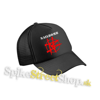 NAILBOMB - Logo Crest - čierna sieťkovaná šiltovka model "Trucker Cap"