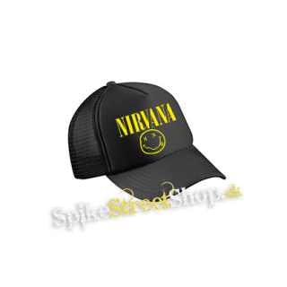 NIRVANA - Big Smile Motive 2 - čierna sieťkovaná šiltovka model "Trucker Cap"