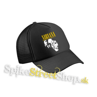 NIRVANA - Yellow Logo Band - čierna sieťkovaná šiltovka model "Trucker Cap"