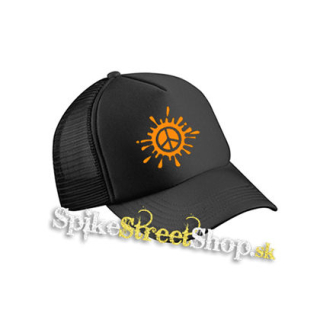 PEACE - čierna sieťkovaná šiltovka model "Trucker Cap"