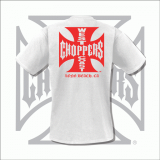 WEST COAST CHOPPERS - Iron Red Cross White - Red Logo - tričko pánske