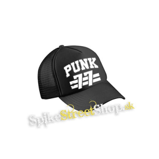 PUNK 77 - Slogan motív 2 - čierna sieťkovaná šiltovka model "Trucker Cap"