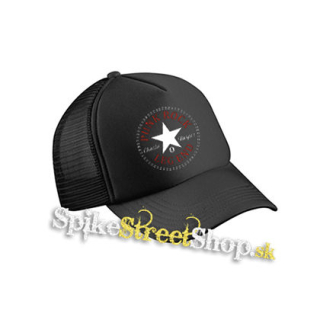 PUNK ROCK LEGEND - Charlie Harper Red - čierna sieťkovaná šiltovka model "Trucker Cap"