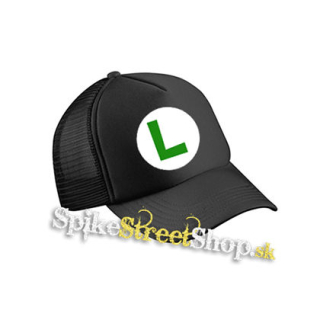 SUPER MARIO - Green Luigi Logo - čierna sieťkovaná šiltovka model "Trucker Cap"