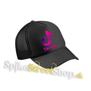 TIK TOK - Logo Rainbow - čierna sieťkovaná šiltovka model "Trucker Cap"