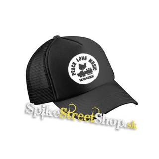 WOODSTOCK - Peace Love Music - čierna sieťkovaná šiltovka model "Trucker Cap"