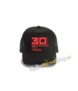30 SECONDS TO MARS - Red Logo - čierna bavlnená sieťkovaná šiltovka model "Trucker Cap"