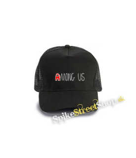 AMONG US - Red White Logo - čierna bavlnená sieťkovaná šiltovka model "Trucker Cap"