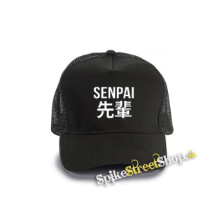 ANIME - SENPAI - Logo & Symbols - čierna bavlnená sieťkovaná šiltovka model "Trucker Cap"