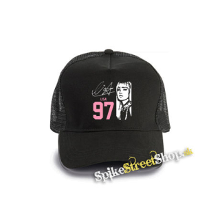 BLACKPINK - Lisa 97 Signature Portrait - čierna bavlnená sieťkovaná šiltovka model "Trucker Cap"