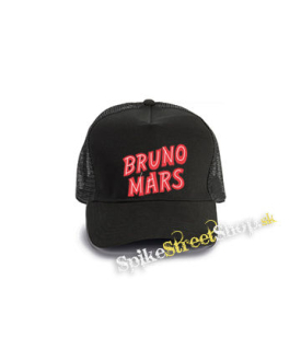 BRUNO MARS - Logo - čierna bavlnená sieťkovaná šiltovka model "Trucker Cap"