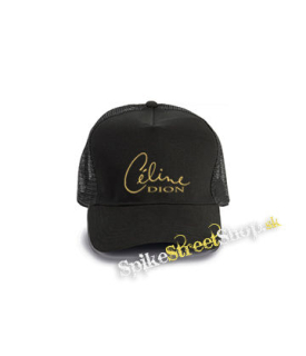 CELINE DION - Logo - čierna bavlnená sieťkovaná šiltovka model "Trucker Cap"
