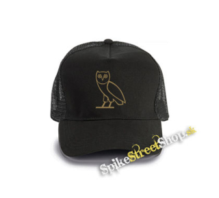 DRAKE - OWL SYMBOL - čierna bavlnená sieťkovaná šiltovka model "Trucker Cap"
