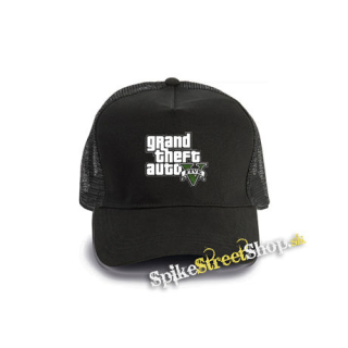 GTA - GRAND THEFT AUTO - V - - čierna bavlnená sieťkovaná šiltovka model "Trucker Cap"
