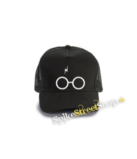 HARRY POTTER - Glasses Crest - čierna bavlnená sieťkovaná šiltovka model "Trucker Cap"