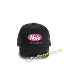 HOLE - Live Through This - čierna bavlnená sieťkovaná šiltovka model "Trucker Cap"