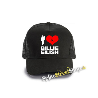 I LOVE BILLIE EILISH - čierna bavlnená sieťkovaná šiltovka model "Trucker Cap"