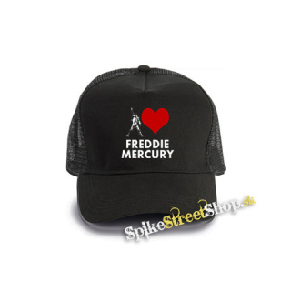 I LOVE FREDDIE MERCURY - čierna bavlnená sieťkovaná šiltovka model "Trucker Cap"