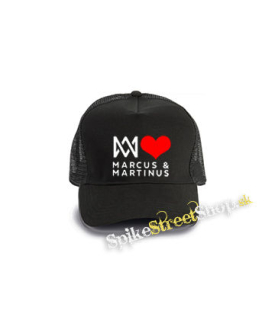 I LOVE MARCUS & MARTINUS - Motive 1 - čierna bavlnená sieťkovaná šiltovka model "Trucker Cap"