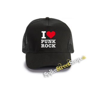 I LOVE PUNKROCK - čierna bavlnená sieťkovaná šiltovka model "Trucker Cap"