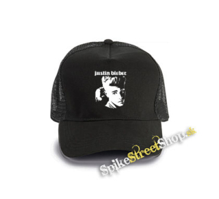 JUSTIN BIEBER - Logo & Portrait Motive 1 - čierna bavlnená sieťkovaná šiltovka model "Trucker Cap"