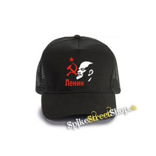 LENIN - čierna bavlnená sieťkovaná šiltovka model "Trucker Cap"