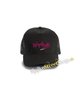 NEW YORK DOLLS - Logo - čierna bavlnená sieťkovaná šiltovka model "Trucker Cap"