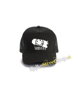 NIRVANA - Smile - čierna bavlnená sieťkovaná šiltovka model "Trucker Cap"