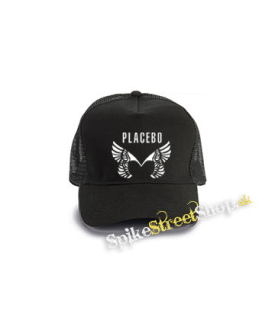 PLACEBO - Wings Logo - čierna bavlnená sieťkovaná šiltovka model "Trucker Cap"