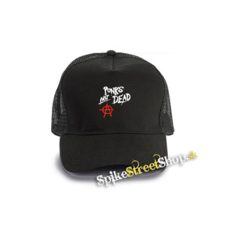 PUNKS NOT DEAD - čierna bavlnená sieťkovaná šiltovka model "Trucker Cap"