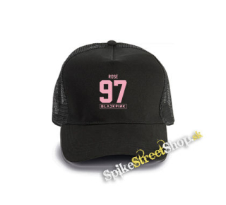 ROSÉ 97 - BLACKPINK - Pink Number Years - čierna bavlnená sieťkovaná šiltovka model "Trucker Cap"