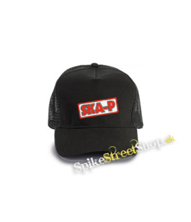 SKA-P - Red Logo - čierna bavlnená sieťkovaná šiltovka model "Trucker Cap"