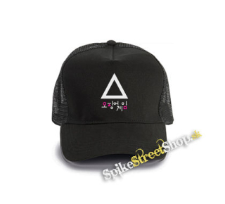 SQUID GAME - Triangle & Symbols - čierna bavlnená sieťkovaná šiltovka model "Trucker Cap"