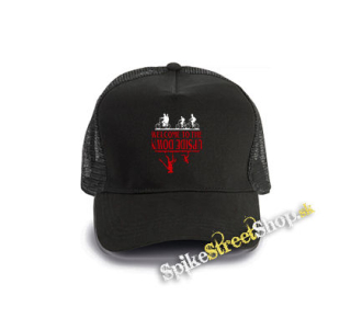 STRANGER THINGS - Welcome To The Upside Down - čierna bavlnená sieťkovaná šiltovka model "Trucker Cap"