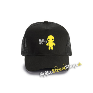 WOBBLY LIFE - Wobbly Poster - čierna bavlnená sieťkovaná šiltovka model "Trucker Cap"