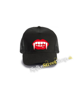 ZUBY UPÍRA - Vampire Teeth - čierna bavlnená sieťkovaná šiltovka model "Trucker Cap"