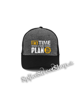 BITCOIN - Its Time For Plan B - šedočierna bavlnená šiltovka