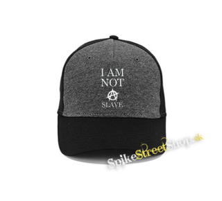 I AM NOT A SLAVE - šedočierna bavlnená šiltovka