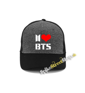 I LOVE BTS - šedočierna bavlnená šiltovka