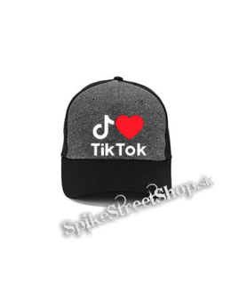 I LOVE TIK TOK - šedočierna bavlnená šiltovka