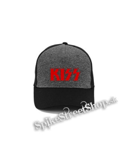 KISS - Red Logo - šedočierna bavlnená šiltovka