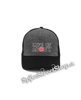 LIFE OF AGONY - Logo - šedočierna bavlnená šiltovka