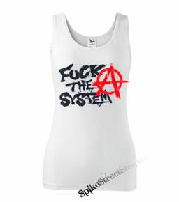 ANARCHY - FUCK THE SYSTEM - Ladies Vest Top - biele