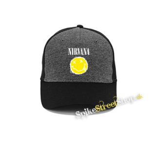 NIRVANA - Yellow Black Smile - šedočierna bavlnená šiltovka