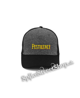 PESTILENCE - Yellow Logo - šedočierna bavlnená šiltovka
