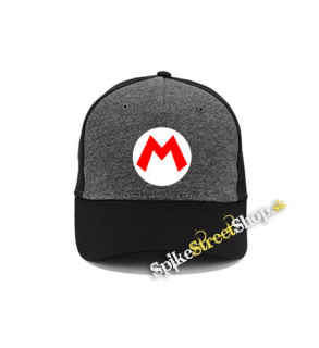 SUPER MARIO - Red Logo Crest - šedočierna bavlnená šiltovka